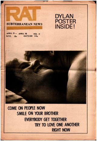 Rat Subterranean News Rare 1969 Underground Newspaper W/ Dylan Poster
