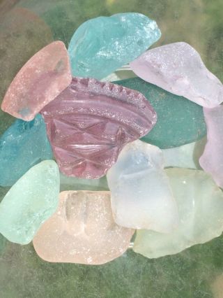Peach,  Lavender,  Lilac,  Teal,  Aqua Rare Surf Tumbled Sea Glass 3