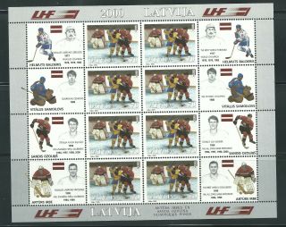 Latvia.  2000.  Small Sheet - Ice Hockey.  Mi 520 Mnh Rare