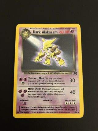 Dark Alakazam 1/82 Team Rocket Holo Foil Rare Pokémon TCG Card LP,  BONUS 2