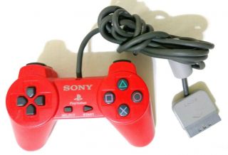 Official Oem Sony Playstation 1 Ps1 Red Controller Scph - 1080 Very Rare