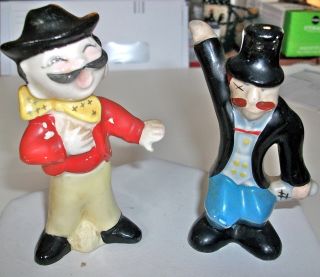 Vintage Clown/singer/actors Salt And Pepper Shakers Made In Japan Rare