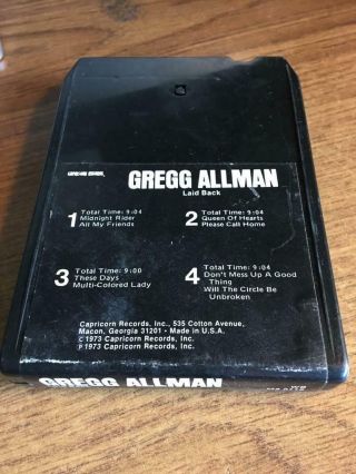 Gregg Allman Laid Back Vintage Rare 8 Track Tape Late Nite Bargain
