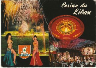 Lebanon - Qatar Rare Advertising P.  C.  Of Casino Liban Tied 25p.  Sent Doha 1973