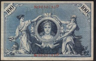 1908 100 Mark Germany Rare Old Vintage Paper Money Banknote Currency P 33a Vf