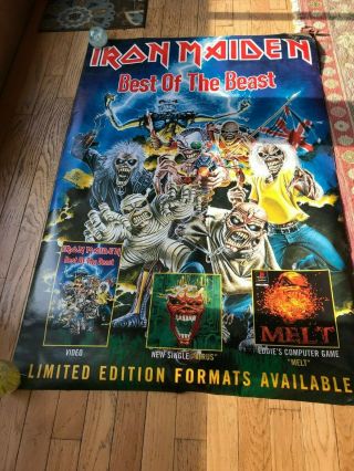 Rare Iron Maiden Best Of The Beast 1996 Vintage Music Record Store Promo Poster