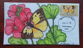Dogface Butterfly 1714 Fdc,  Signed Hayden Cachet,  Large,  Rare Cancel