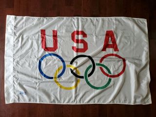 Vintage Rare Usa Olympics Emerson Co Flag Approx 58x35.  5