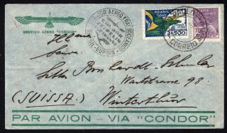 Brazil 1934 Airmail Cover W/stamps From San Paulo To Germany Rare Cancel.