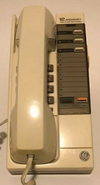 Vintage RARE General Electric 12 Memory Desk/Wall Push Button Phone MDL 2 - 9165B 5