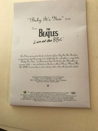 Beatles Live At The BBC CD Baby Its You Valentine Card Rare 1994 4
