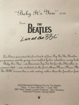 Beatles Live At The BBC CD Baby Its You Valentine Card Rare 1994 5