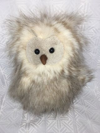 Vguc - Htf - Rare - 10” Jellycat London Ania Owl Plush Cream/tan Long - Haired Stuffed