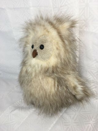 VGUC - HTF - RARE - 10” Jellycat London ANIA Owl Plush Cream/Tan Long - Haired Stuffed 2