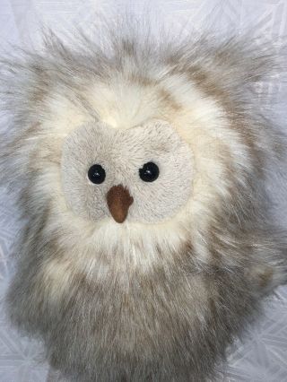 VGUC - HTF - RARE - 10” Jellycat London ANIA Owl Plush Cream/Tan Long - Haired Stuffed 4