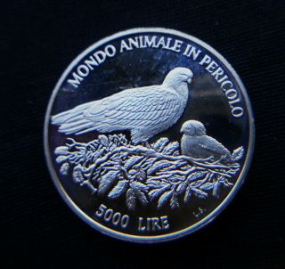 1996 San Marino Italy Rare Silver Proof Coin 5000 Lire Unc Falcons Eagle