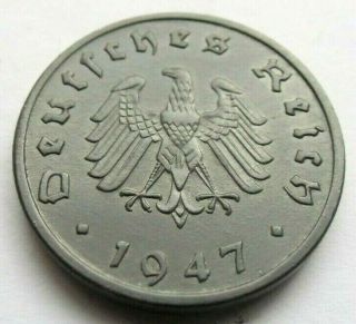 (282) Ultra Rare German 3rd Reich 1947 F - 10 Reichspfennig Wwii Coin