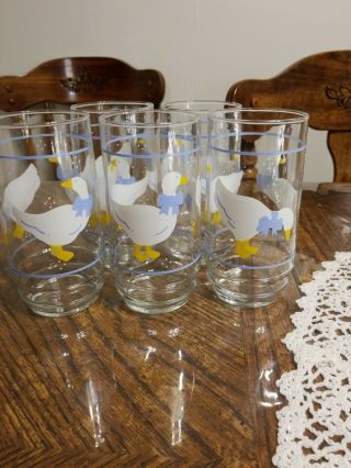 5 Rare Brick Oven Aunt Rhody Old Fashioned Glass Glasses Drinking Goose Duck.
