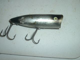 old fishing lures Heddon Chugger Spook RARE Color Black Scale Topwater Popper 3