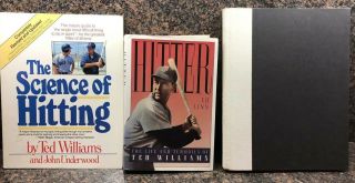 3 Rare “ted Williams,  Boston Red Sox Books”,  Science Of Hitting,  Hitter,  Tribute