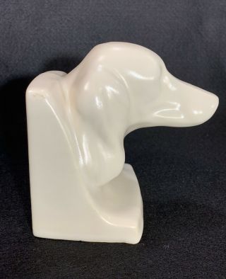 Usa Shawnee Pottery Setter Dog Single Bookend Matte White Glaze Rare Htf