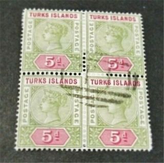 Nystamps British Turks Islands Stamp Sg72 £108 Rare Block As Singles