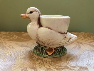 Rare Vintage Antique Ceramic Duck Egg Cup / Holder Vtg Bird Figurine Figure