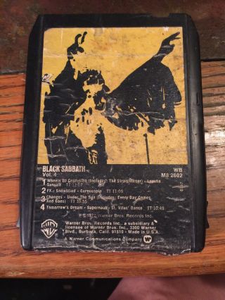 Black Sabbath " Vol.  4 " 8 Track Tape Classic Hard Rock.  Rare