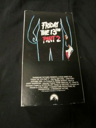 Friday The 13th Part 2 Vhs 1990 Paramount Slasher Horror Rare Gore