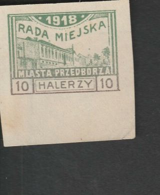 Rare 1918 Poland Przedborz Local Municipal Post Signed