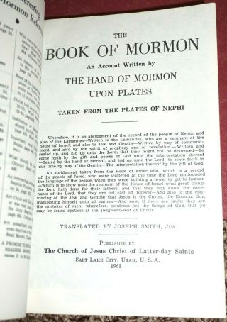 The Book of Mormon Blue Special Collectors Ed.  1961 LDS Vintage Rare No Markings 2