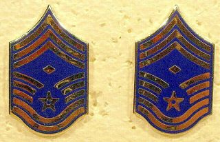 Usaf Air Force Chief Master Sergeant First Sergeant Rank Insignia Pin Pair Rare