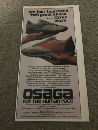 Vintage 1979 Osaga Caliente Feather Running Shoes Poster Print Ad 1970s Rare