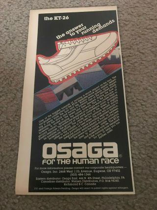Vintage 1979 Osaga K - 26 Running Shoes Poster Print Ad 1970s " Human Race " Rare