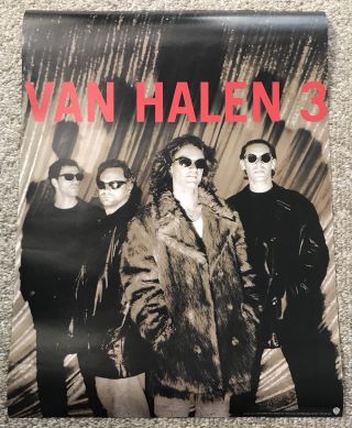 Vintage Van Halen 3 Promo Poster Eddie Alex Gary Cherone Rare Rock Metal N/mint