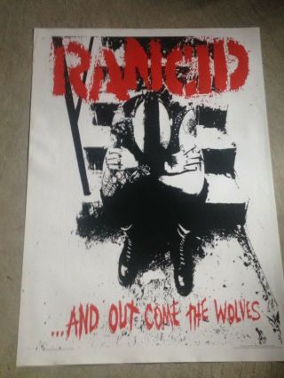 Rancid Rare Poster 24 " X36 " Vintage Punk Rock.  And Out Come The Wolves