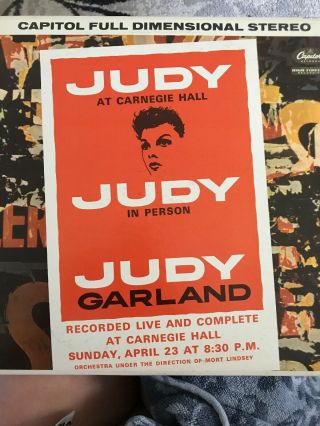 Rare Vintage Vinyl - Judy Garland At Carnegie Hall - Capitol Mono Wbo - 1569 - Nm