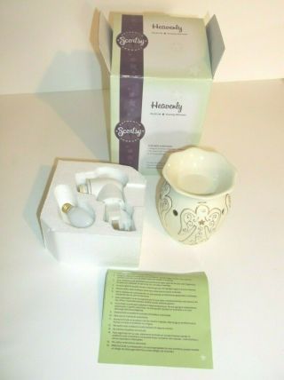 Scentsy " Heavenly " Wall Plug - In Warmer White With Gold Angels Rare Retired