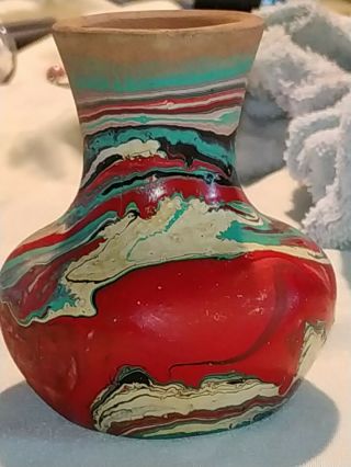 Nemadji Pottery Vase Unsigned Rare Red 2