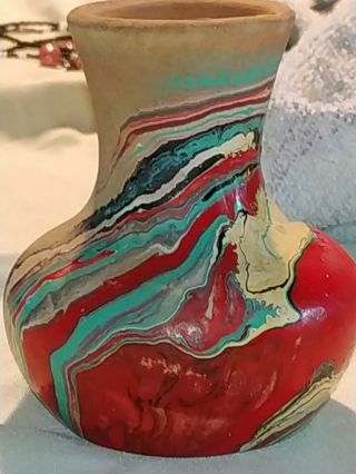 Nemadji Pottery Vase Unsigned Rare Red 3