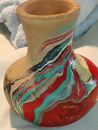 Nemadji Pottery Vase Unsigned Rare Red 4