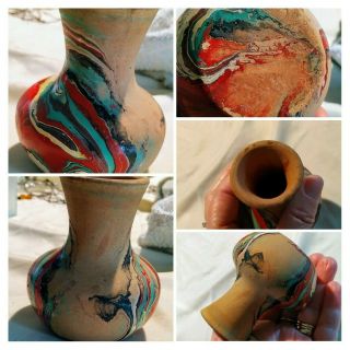 Nemadji Pottery Vase Unsigned Rare Red 5