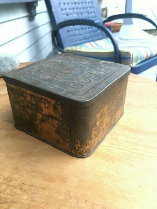 Vintage Golden Horn Coffee Square folding lid Tin - Rare 2