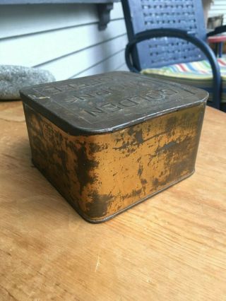 Vintage Golden Horn Coffee Square folding lid Tin - Rare 3