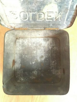 Vintage Golden Horn Coffee Square folding lid Tin - Rare 5