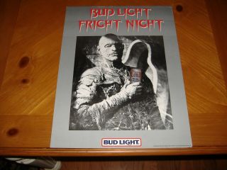 Rare 1985 Vintage Fright Night Bud Light Halloween Sci - Fi Mummy Poster