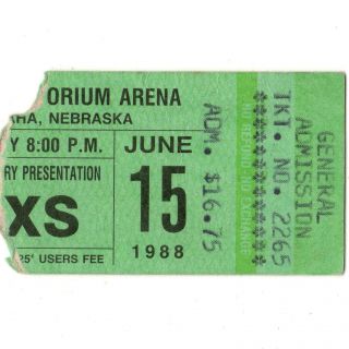 Inxs & Steel Pulse Concert Ticket Stub Omaha Ne 6/15/88 Civic Kick Tour Rare