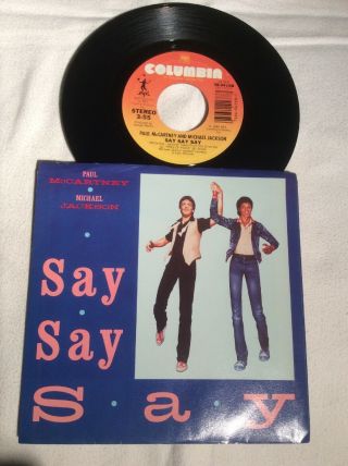 Paul Mccartney Michael Jackson 45 Vinyl 7 " Say Say Say (rare) Koala Bear ‘83 Cbs