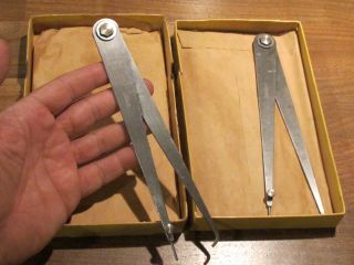2 Old/vtg “lufkin Rule Co.  ” Outside Caliper Antique/rare Machinist Tool,  Box/case