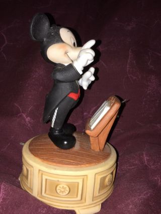 Rare Vintage Disney Mickey Mouse Conductor Music Box Ceramic Porcelain Figurine 2